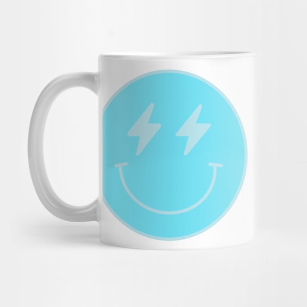 Lightning Bolt Smiley Face Preppy Blue by Asilynn